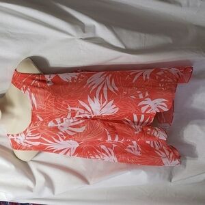 Alfani. Beautiful 2 Layered; Orange & White Palm Print Top. Size 3X  EUC